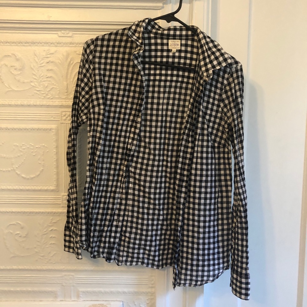 J Crew gingham button down blouse